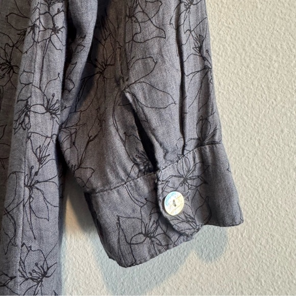 Cut Loose Button Up Shirt Floral Linen Lagenlook Beach Relaxed Fit XS - Picture 5 of 6